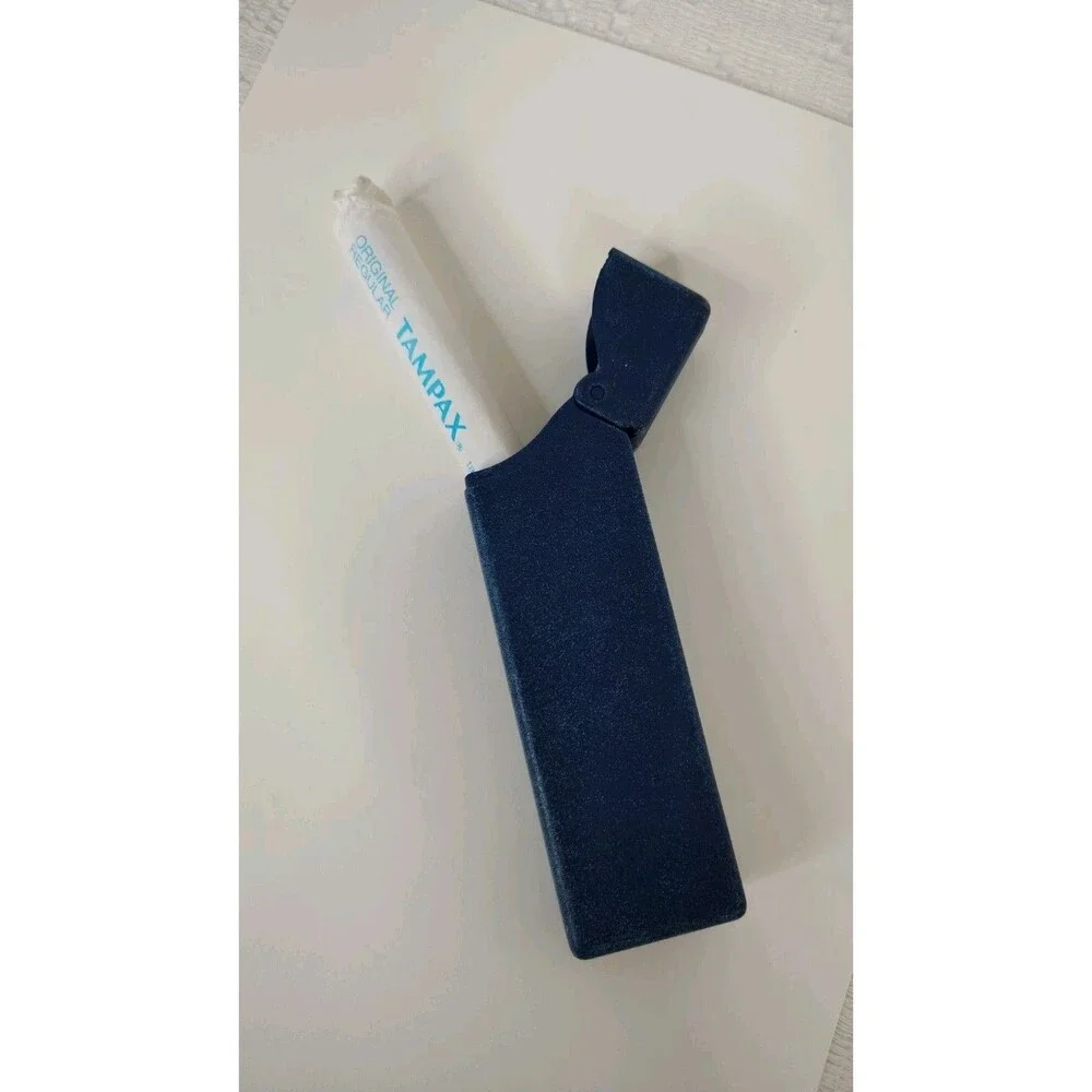 Vintage Tampax carrier case Blue